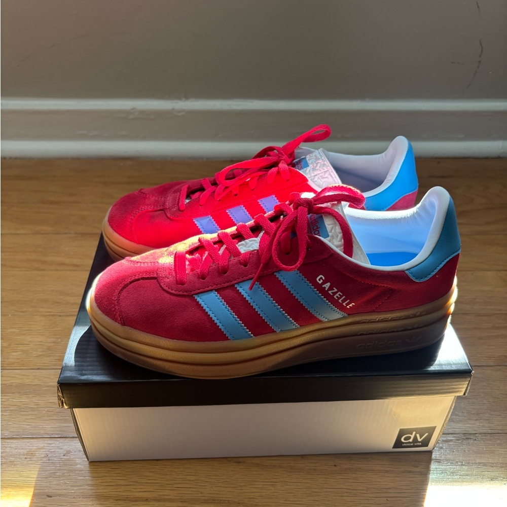 Adidas Bold Gazelle Red and Blue Sneakers